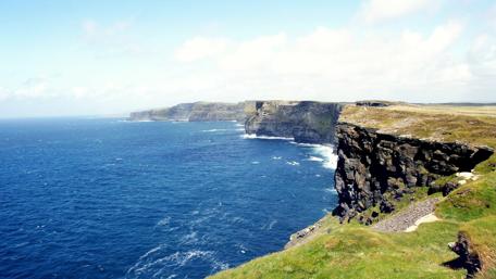 Majestic Cliffs by the Blue Ocean Waves wallpaper