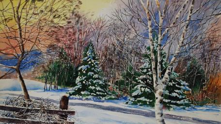 Winter Wonderland Snowy Landscape Painting wallpaper