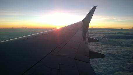 Serene Skyward Journey at Sunset wallpaper