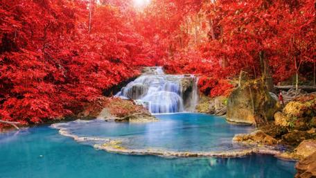 Majestic Autumn Cascade wallpaper