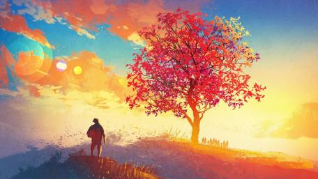 Tree on a hill wallpaper