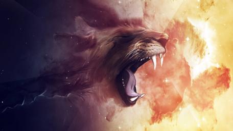 Roaring Cosmic Lion Fantasy wallpaper