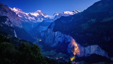 Mystical Swiss Mountain Valley wallpaper
