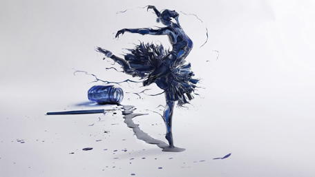 Fluid Dance in Blue Shades wallpaper
