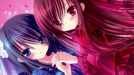 Kawaii Anime Girls in Elegant Attire wallpaper