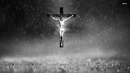 Cross in the Rainful Embrace of Light wallpaper