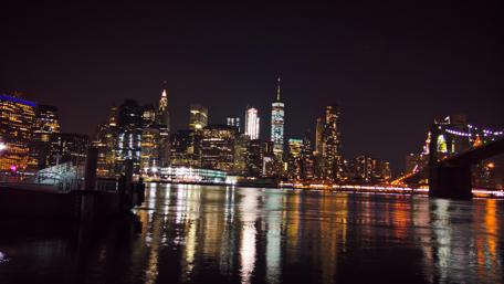 Stunning Night View of Manhattan Skyline in 4k wallpaper