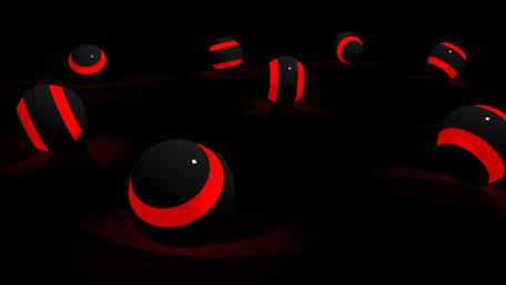 Striking Contrast of Black and Red Spheres wallpaper