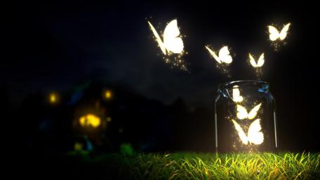 Glowing Butterflies of the Mystic Evening wallpaper