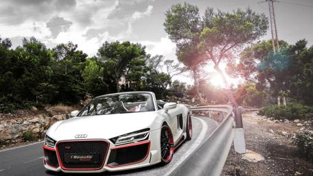 Sleek Audi R8 on a Scenic Road wallpaper