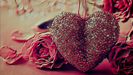 Romantic Roses and Heart Sparkle Wallpaper wallpaper