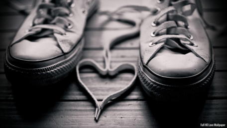 Sneakers Tied with Love Strings wallpaper