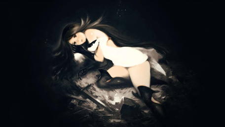 Mysterious Embrace in Shadowy Whispers wallpaper