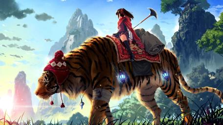 Epic Adventure on a Tiger's Back wallpaper