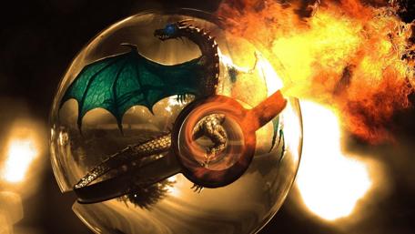 Mystical Dragon Globe in Fiery Ambiance wallpaper
