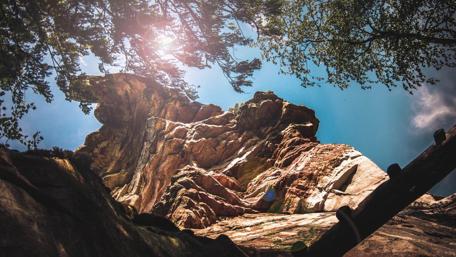 Majestic Rock Beneath a Clear Sky wallpaper
