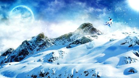 Snowboarder in a Mystical Winter Wonderland wallpaper
