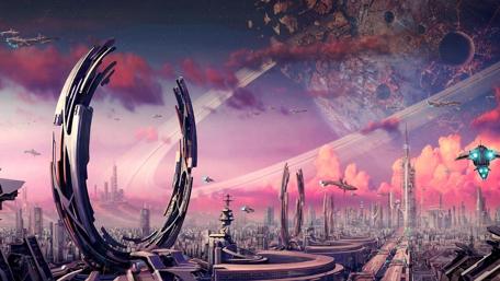 Futuristic Metropolis at Twilight wallpaper