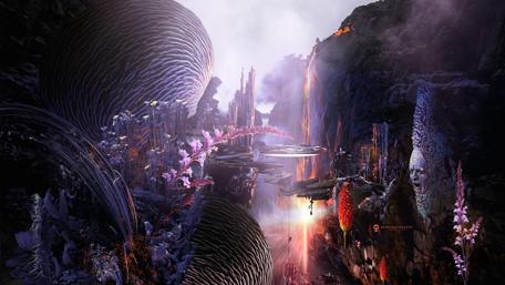 Futuristic Nightscape with Enigmatic Structures wallpaper