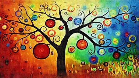 Tree of Vibrant Whimsy and Colorful Wonderfulness wallpaper