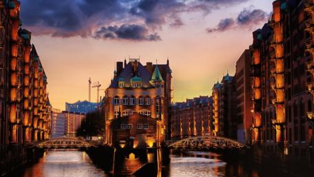 Warehouse district in Hamburg wallpaper