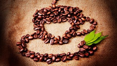 Coffee Beans Art on Burlap wallpaper
