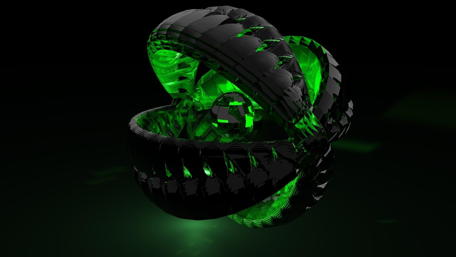 Sleek Black and Green 3D Design Wallpaper wallpaper