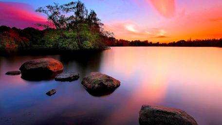 Sunset Serenity by the Lake wallpaper