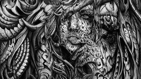 Monochrome Vision of Fantasy and Reality wallpaper