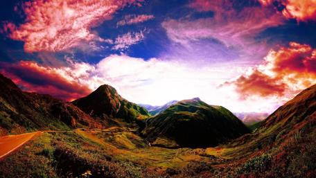 Majestic Sunset Over Mountains and Valley wallpaper