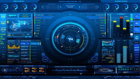 Futuristic Blue Technical Dashboard Wallpaper wallpaper