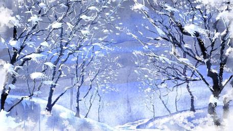 Snowy Winter Wonderland Painting wallpaper