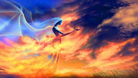 Mystic Bonding with the Sky Dragon wallpaper