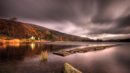Autumn Tranquility by the Lake Shore wallpaper