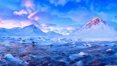 Snow-Capped Serenity in Blue Ice Wonderland wallpaper