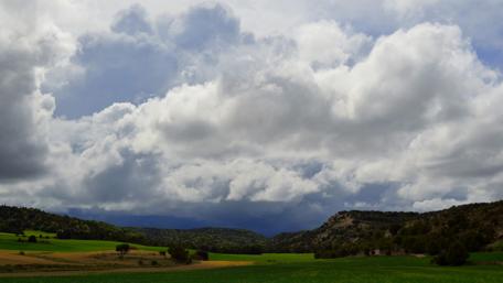 Serene Spring Landscape in Valdanzuelo Spain wallpaper