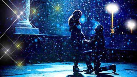 Winter Proposal Under Snowy Skies wallpaper