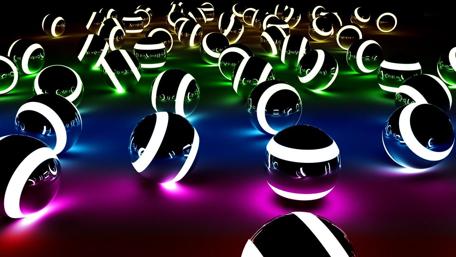 Vibrant 3D Abstract Balls in Neon Colors wallpaper