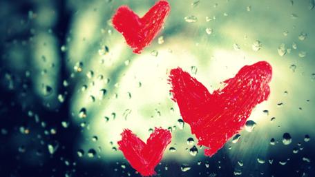 Love in the Rainy Window Artwork wallpaper