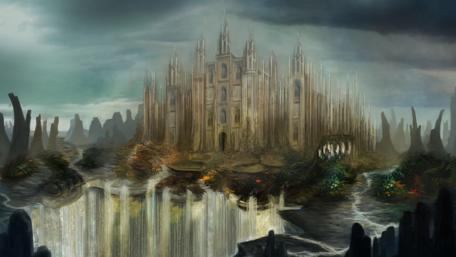 Mystical Castle in a Dreamlike Landscape wallpaper