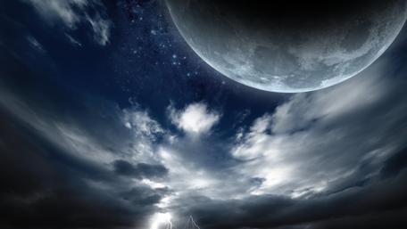 Moonlit Storm and Celestial Wonders wallpaper