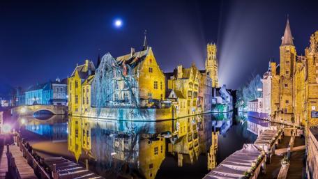 Enchanting Bruges Nightscape in Belgium wallpaper