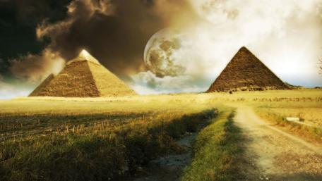 Mystical Pyramids Under a Dreamy Moonlight wallpaper