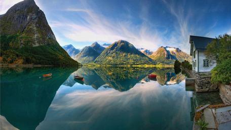 A Serene Reflection in Norwegian Fjord wallpaper