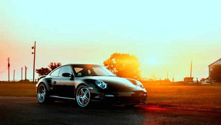 Porshe in the sunset wallpaper
