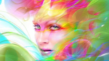 Enchanting Gaze of a Colorful Spirit wallpaper