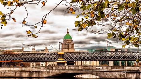Autumn View of Dublin's Iconic Bridge wallpaper