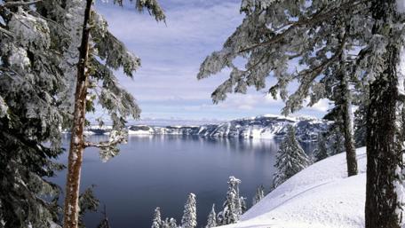 Winter Serenity by a Snowy Lake wallpaper