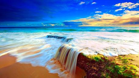 Serenity of the Shoreline Waterfall wallpaper