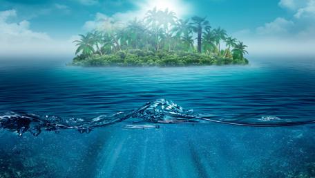 Island Dream in Blue Fantasy wallpaper